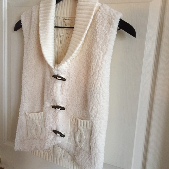 Faux Shearling Knit Vest Dakini Girls M 10 - Picture 3 of 8